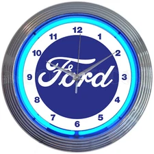 Ford Script neon clock sign Wall lamp light V8 Garage Mustang F-150 F350 GT OLP