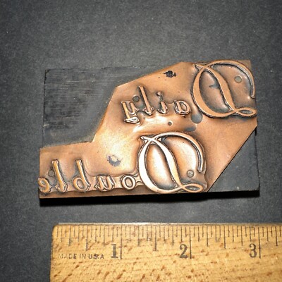 Printing Block   Daily Double   Copper Face, Nice Script.