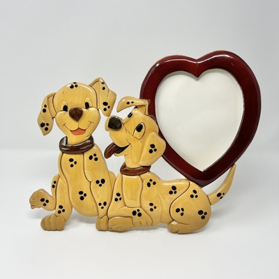 Disney's 101 Dalmatians Hand Carved Wood Figure 3D Wooden Photo Picture Frame