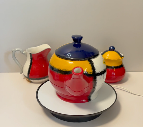 Raro Juego de Tetera Crema Azúcar Mondrian Enesco Arte Modernista Coleccionista 1L - Vídeo 1 de 1