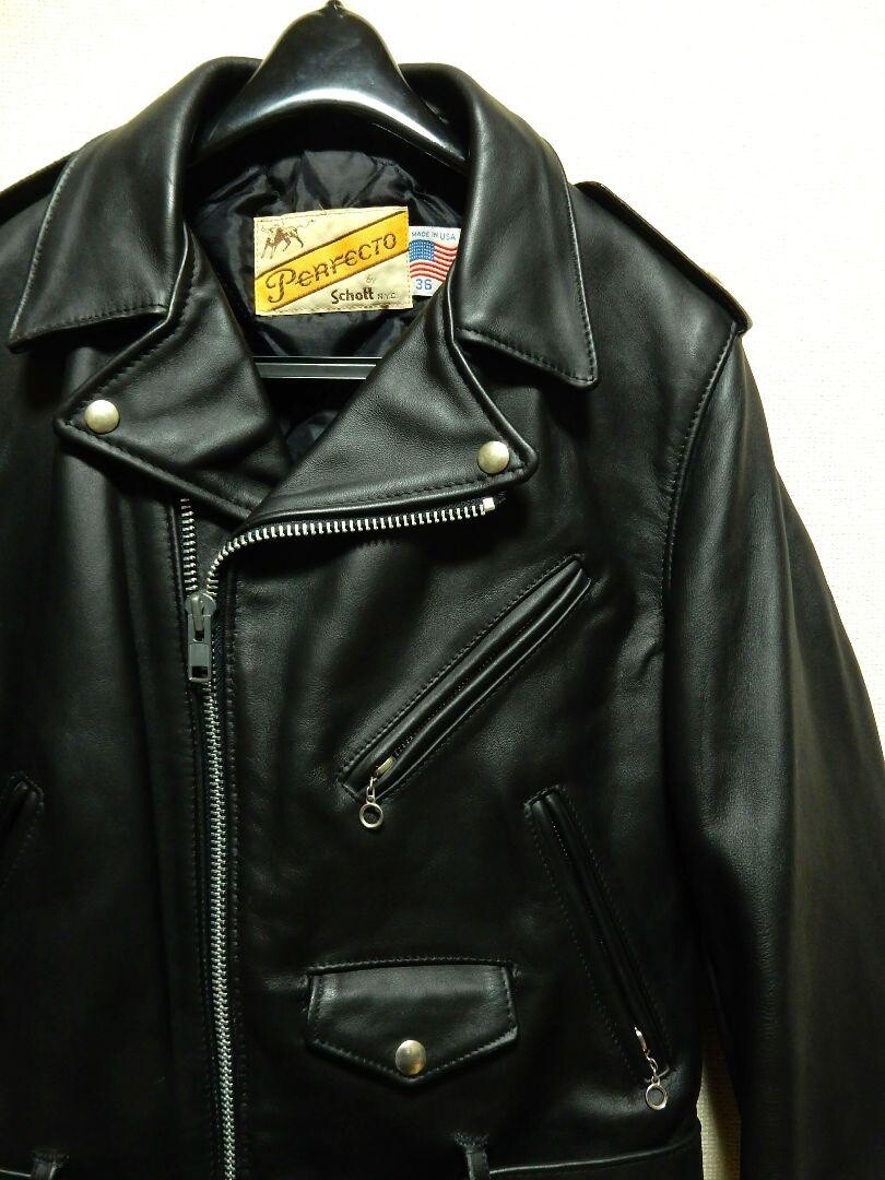 Schott NYC Perfecto Sport Wear ジャケット 36 Schott NYC PER62 Perfecto Teacore Leather Motorcycle Jacket