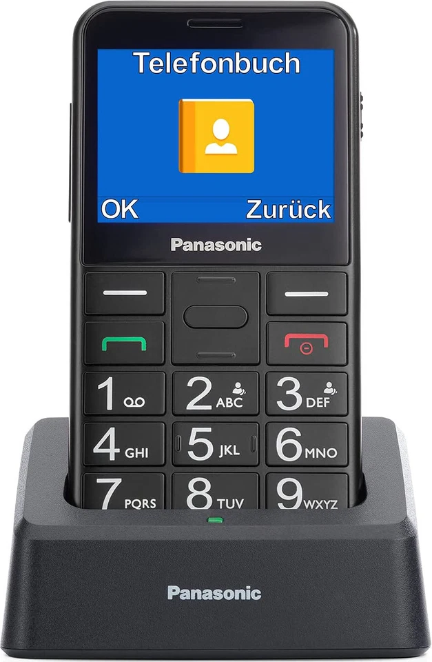 Telefono Cellulare Anziani Tasti Grandi SOS con Base Nero Panasonic KX-TU155EXBN - Immagine 2 di 2