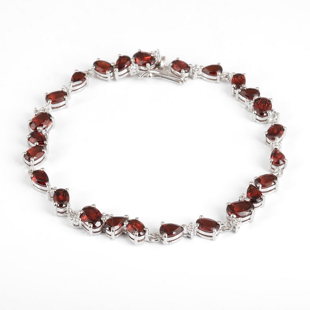 925 Sterling Silver Natural Red Garnet Gemstone Tennis