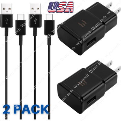 2X Adaptive Fast Charger Kit USB C Type C Cable Wall Block For Samsung Android