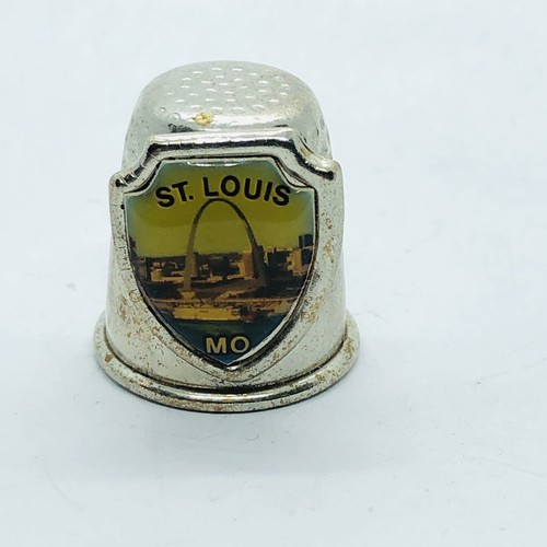 St Louis Missouri Souvenir Silver Tone Metal Thimble w/ Arch