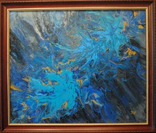 Blue dream about Autumn. Original oil over acrylic on canvas 20"x24" painting