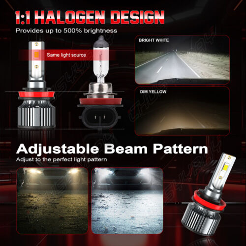 2x H11/H9/H8 LED Headlight High/Low Beam Bulbs For Nissan Altima 2007-2018 - Picture 4 of 12
