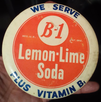 Vintage We Serve B-1 Lemon Lime Soda Metal Cafe Hanging Sign 6'' great shape