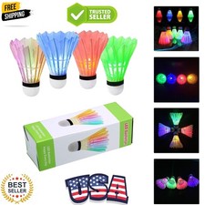 Glow in The Dark Badminton Birdies,LED Badminton Shuttlecocks for Family Back...