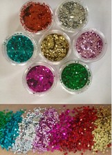 1mm hex GLITTER  7 x 10gram jars crafts SFX  bundle job lot silver gold red pink