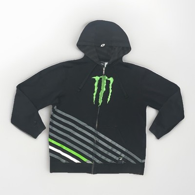 Monster Energy Industries Moto Zip Up Hoodie Black Green