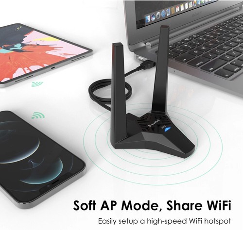 1300Mbps USB3.0 Wireless WiFi Adapter Dongle Dual Band 5G/2.4G Desktop Laptop PC - Afbeelding 3 van 10