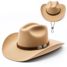 Dlishka Adult Cowboy Hat for Men & Women, Felt Western Cowgirl 1, Beige
