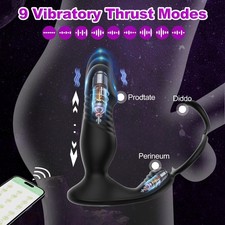 Male Prostate Massager Vibrator Thrusting Anal Butt Plug Dildo Sex Toys for Men