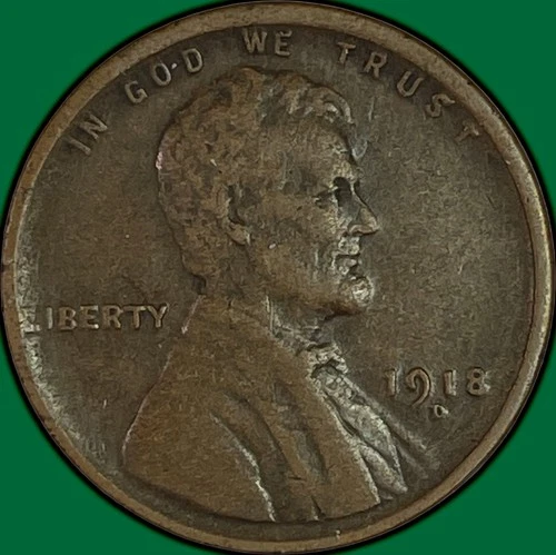 1918-D Lincoln Wheat Cent Very Fine VF Coin #38199