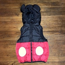 Disney Parks Mickey Mouse Ears Hooded Puffer Vest Full Zip Youth XS Polyester