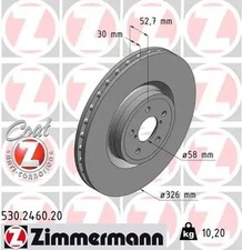 2x Brake disc internally vented 530.2460.20 ZIMMERMANN for SUBARU IMPREZA Estate