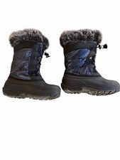 KAMIK Snow Black/ Navy Waterproof Plush Faux-Fur Collar Boots Women s Size 5