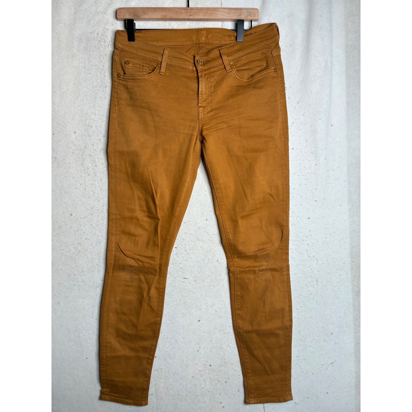 S Skinny Jeans Mustard Yellow Tobacco Brown Size 29 X 32