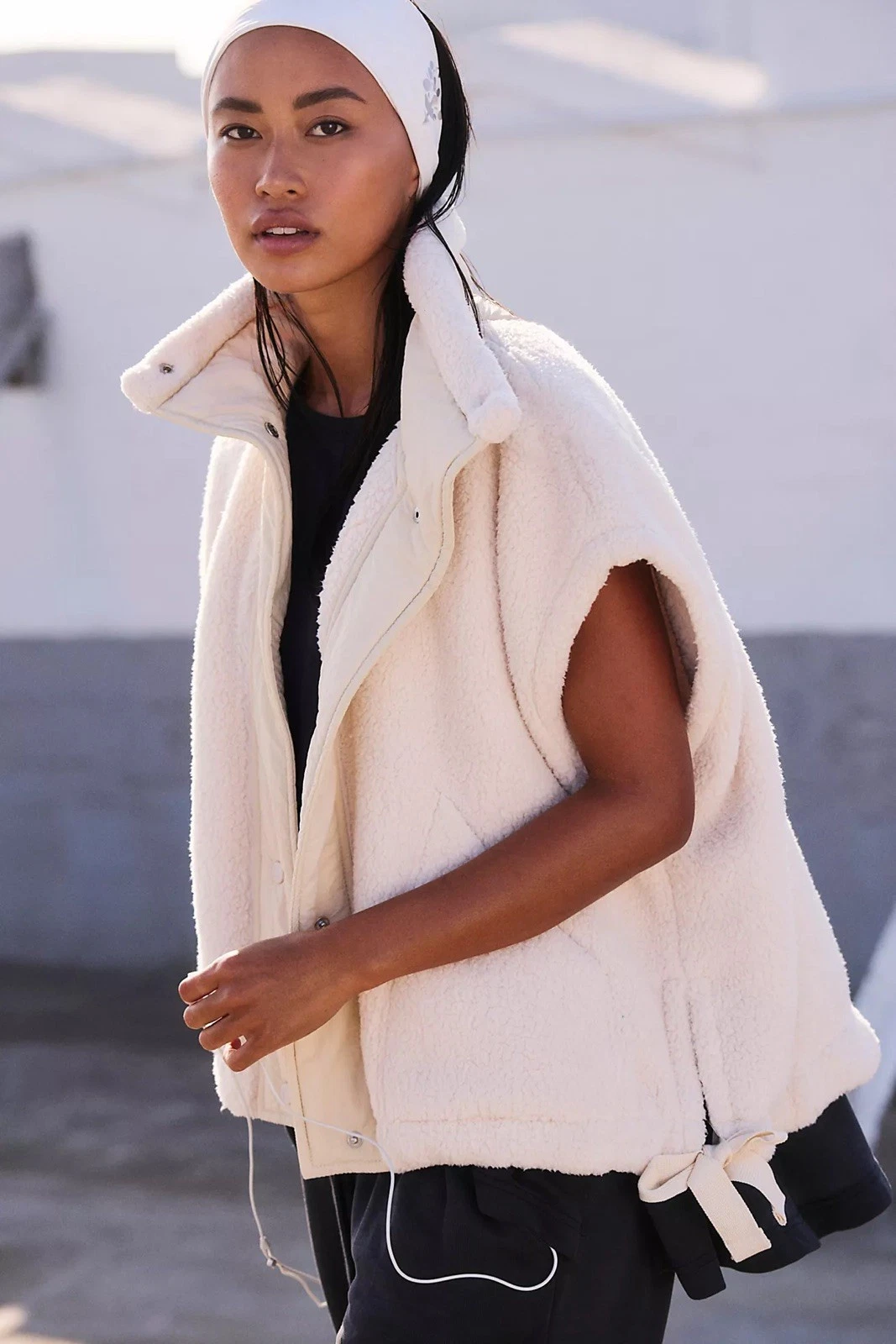 Free People Scout It Out Fleece Vest Birch Tree Ivory size XS S M £88