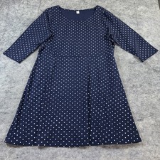 Old Navy Knit Dress Women's 2XL Navy Polka Dot Ponte Classic Preppy Office