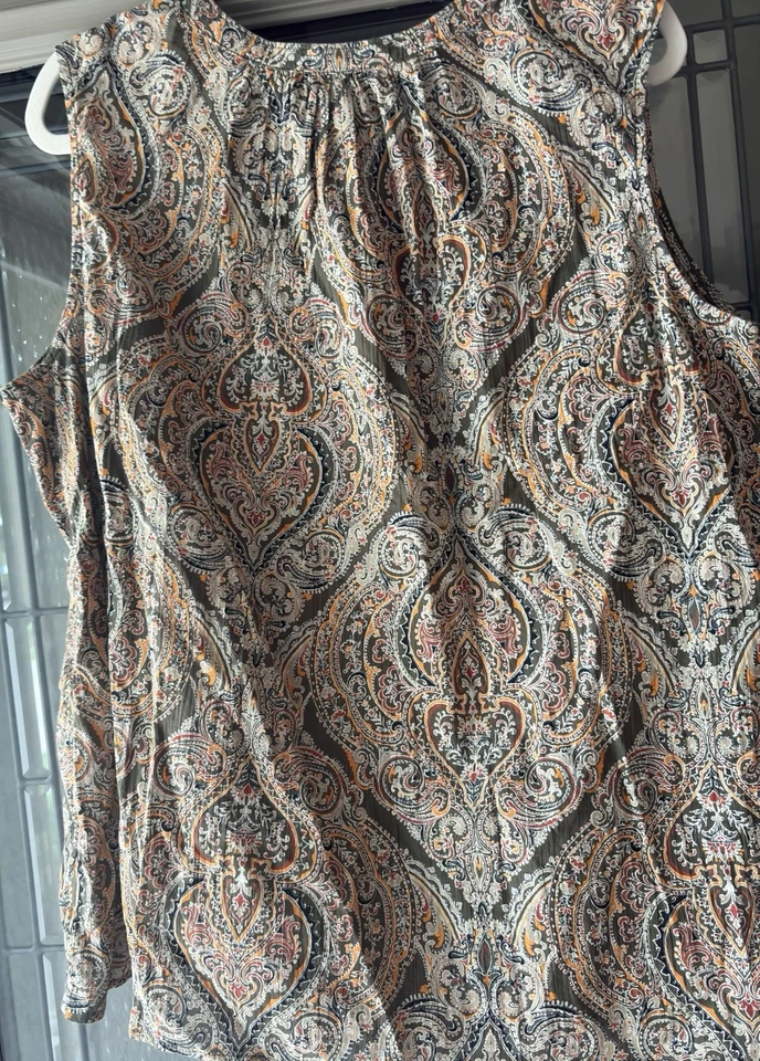 Liz Claiborne Marrón Cachemira Sin Mangas Jersey Top Camisa Talla XXL Cuello en V Boho Foto 3 de 4