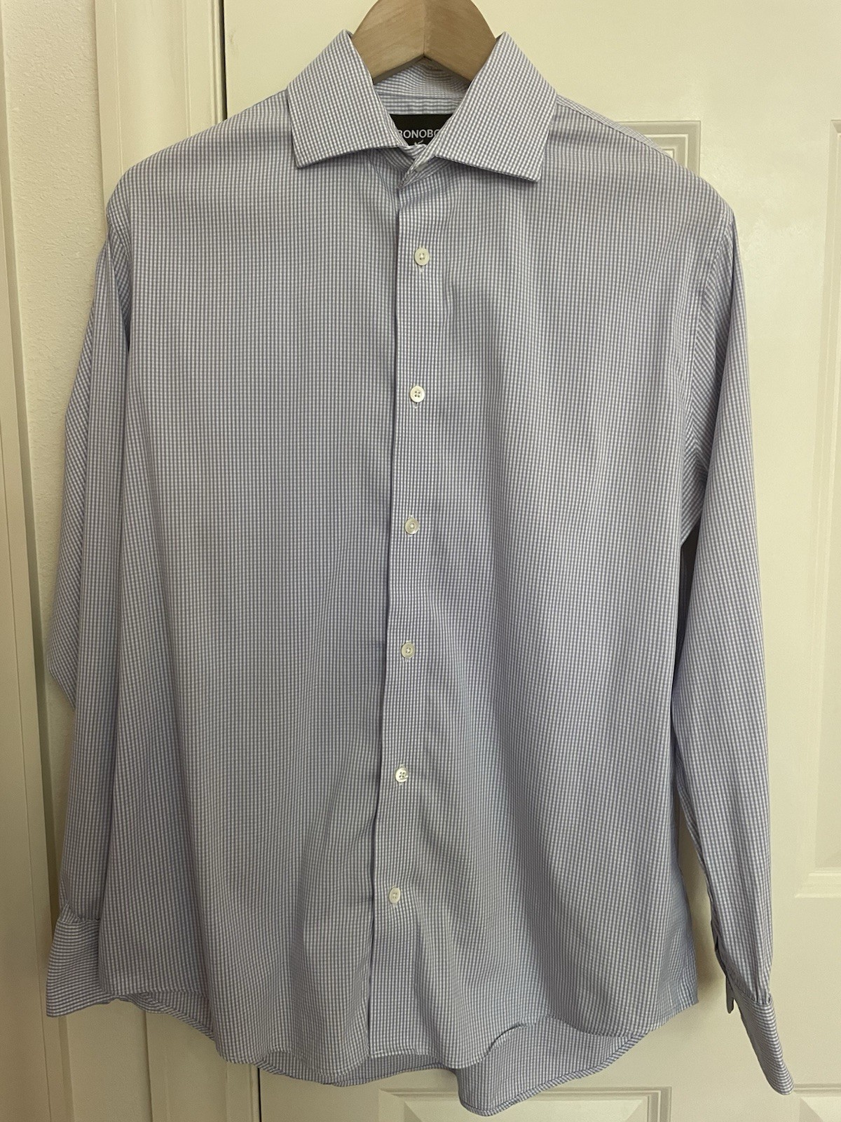 Bonobos Men's Slim Fit Button-Up Shirt Blue Size 15 1/2 34 Check Preppy