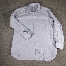 Brioni Dress Shirt Mens 16.5 42 Blue Geometric Long Sleeve Made Italy Business