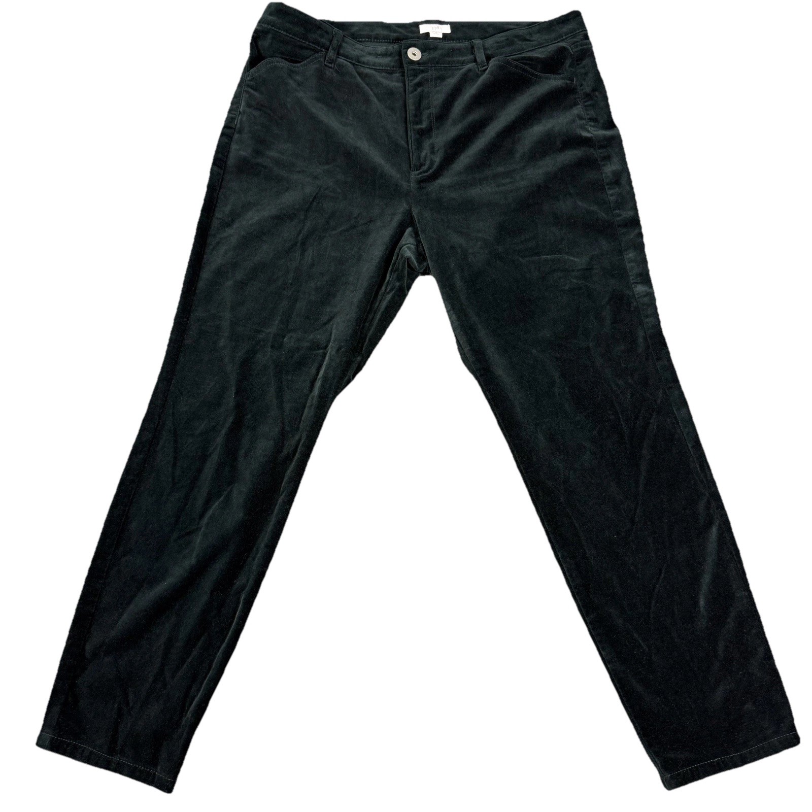 J. Jill Black Velvet Velveteen Side Zipper Pockets Pants Women's 10 Petite