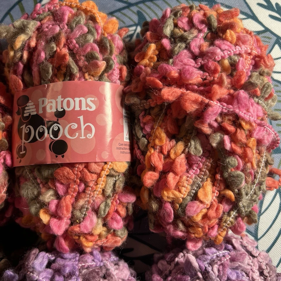 НОВЫЙ лот пряжи Patons Pooch из 7 мотков фиолетовый закат, индийское лето, синий наконечник, - Изображение 3 из 4