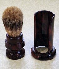 Vintage Fuller Badger Hair Shaving Brush  Bakelite Stand USA made Barber Vanity
