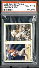 1987 Topps Stickers Pete Rose Ron Guidry - PSA 10 (Hardback Test)