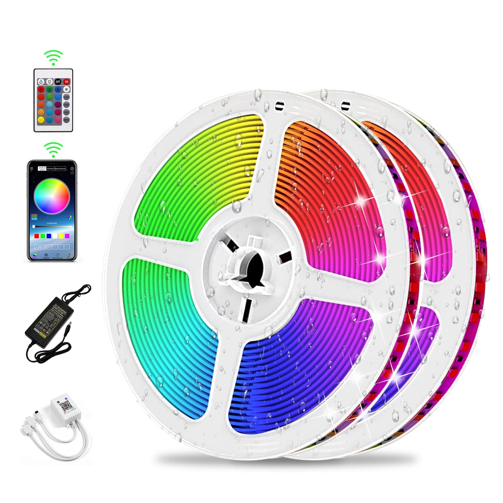 Bande LED multicolore 10M IP65 pour ambiance de terrasse et soirée connectée en Bluetooth