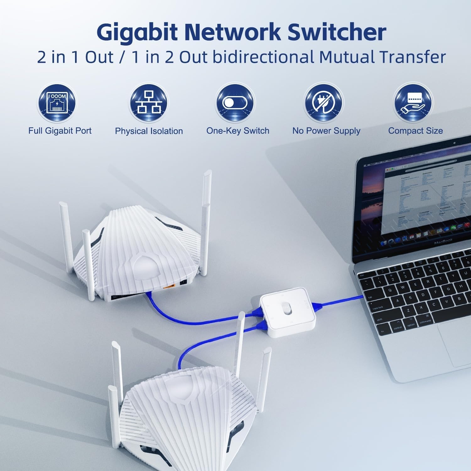 Compact Manual Ethernet Switch - 3-Gigabit Ports for Seamless Network Management