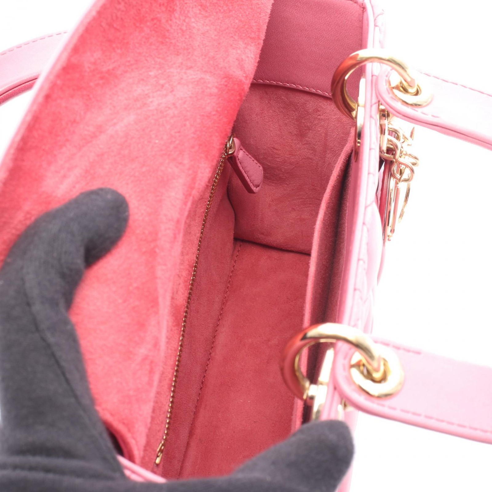 Christian Dior LADY DIOR MY ABCDIOR Lady Cannage Shoulder Handbag leather Pink thumbnail 3