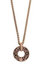 Charriol rose gold Steel charm chain pendant necklace Forever Lucky New $369 box