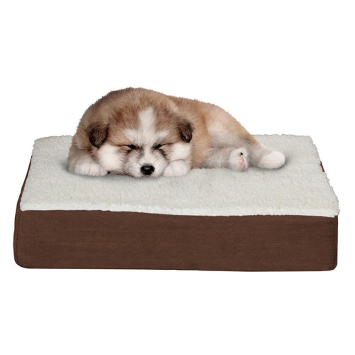 Orthopedic Dog Bed - 2-Layer Memory Foam Crate Mat with Machine Washable Sher...
