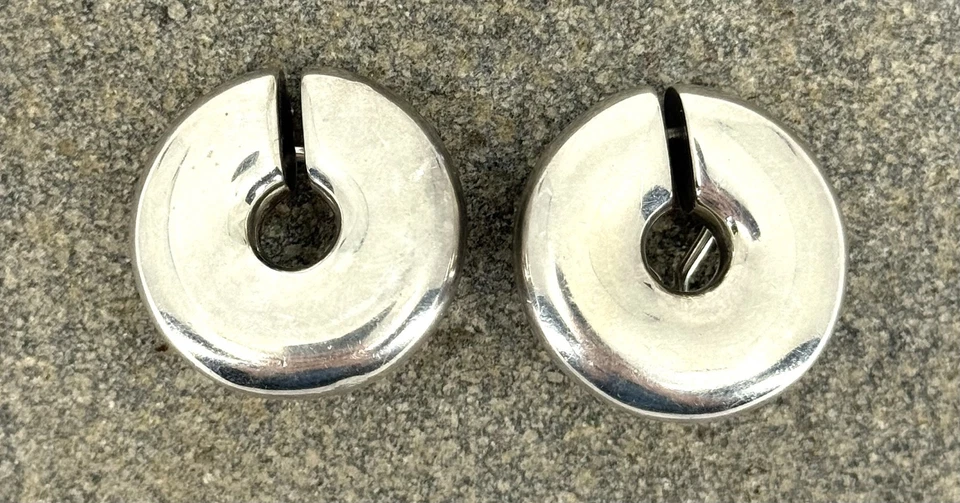 Barry Kieselstein Cord Modernist Clip On Earrings Sculptural Circle 925 Sterling - Image 2 of 4