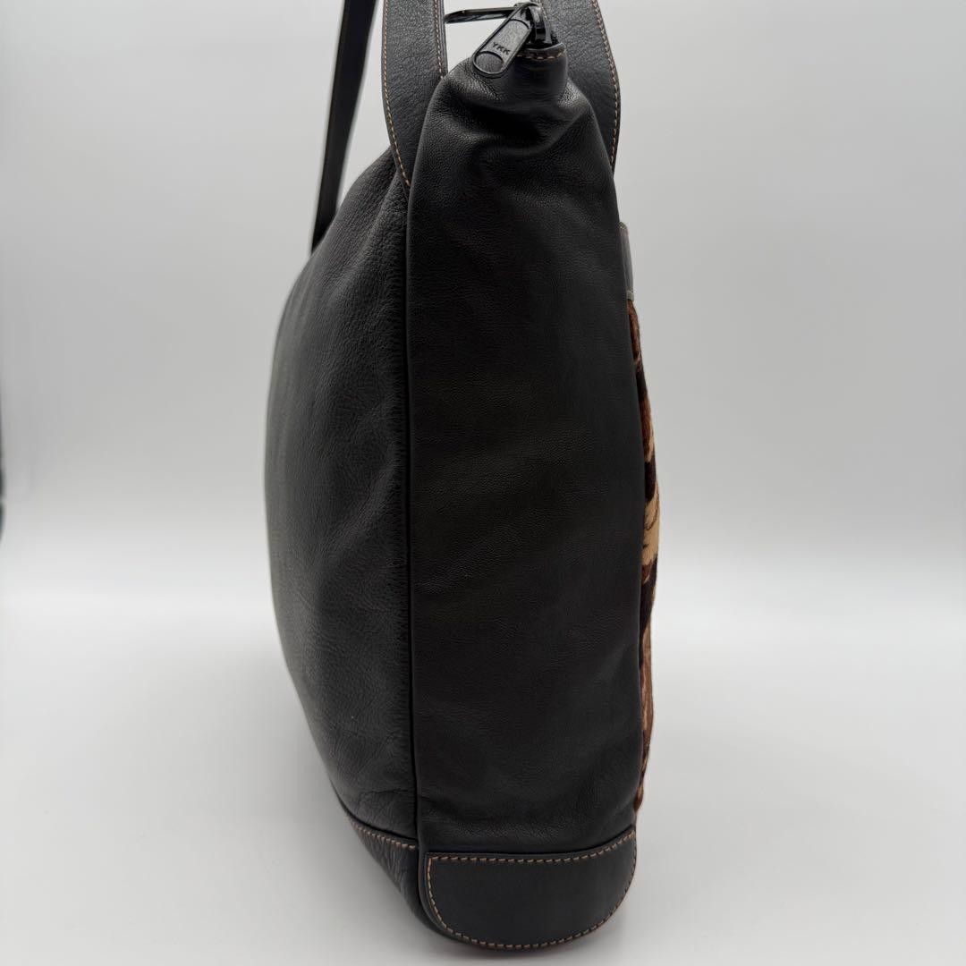 GUCCI Vintage GG Interlocking Leather Tote Bag Leopard Brown Excellent thumbnail 5