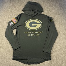 Nike Mens M NFL Long Sleeve Pullover Hoodie Salute to Service Green Bay Packers
