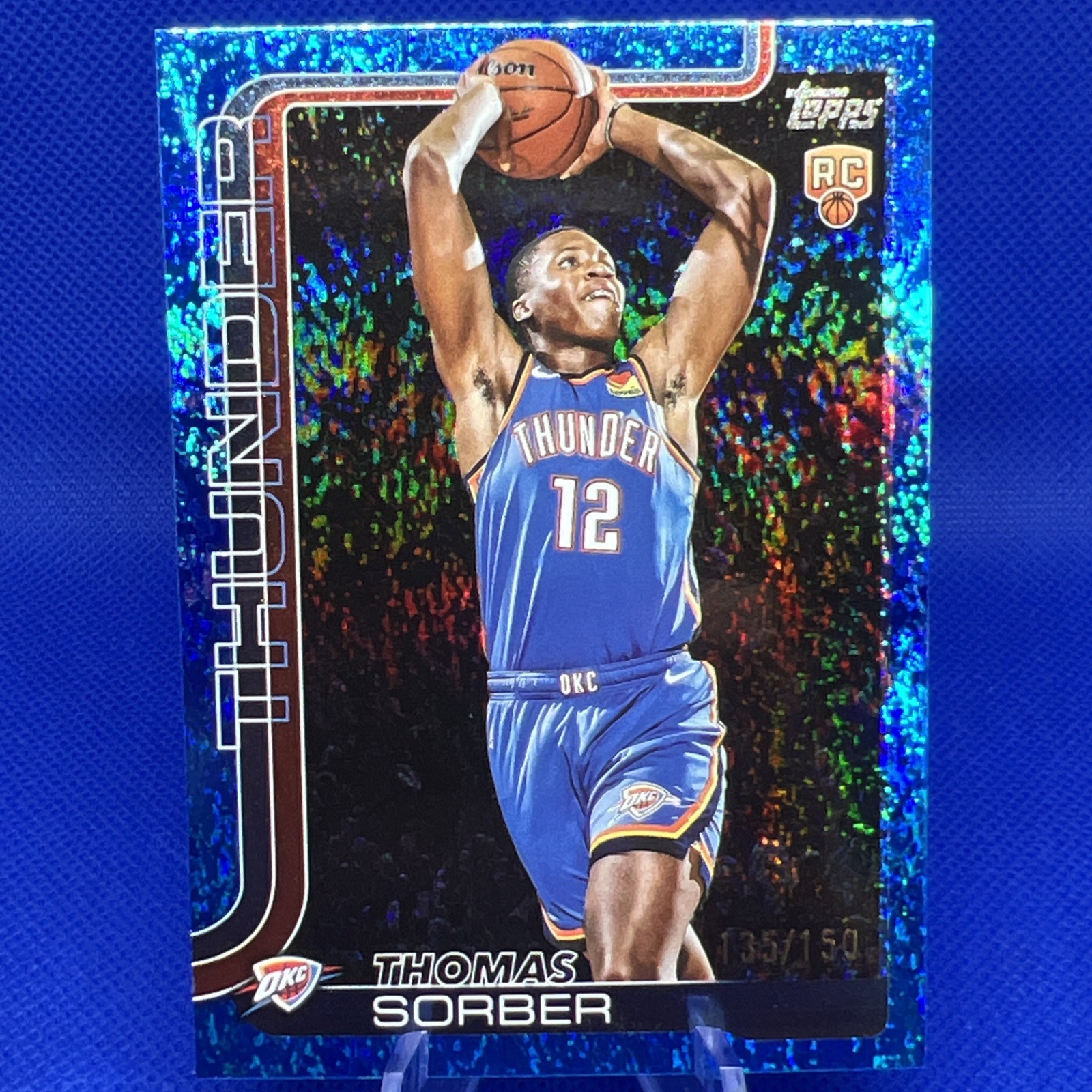 2025-26 Topps - Thomas Sorber #215 Blue Rainbow /150 (RC) Oklahoma City Thunder