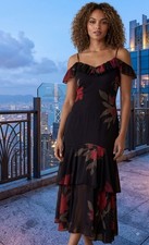Shein Aveloria Floral Dress, Black, Large