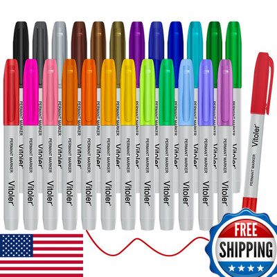 Vitoler Colored Permanent Markers24 Assorted Colors Permanent Marker Pens Fine