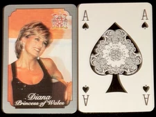 2 SWAP PLAYING CARDS 1988 WORSHIPFUL PRINCESS DIANA SPADE ACE JOKER PAIR