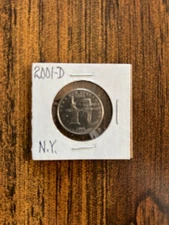 2001-D NEW YORK STATE QUARTER, CLAD, CIRCULATED, As shown in Photo