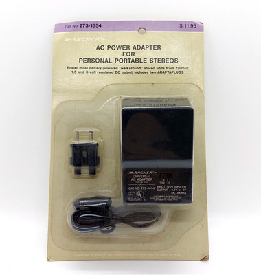 Archer 273-1654 AC Adapter Power Supply DC 1.5V/3V For Walkman Cassette Player