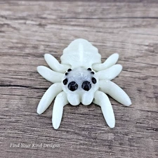 Glow-in-the-Dark Tiny Spider 3D Printed Flexi Fidget toy Gift White-Green