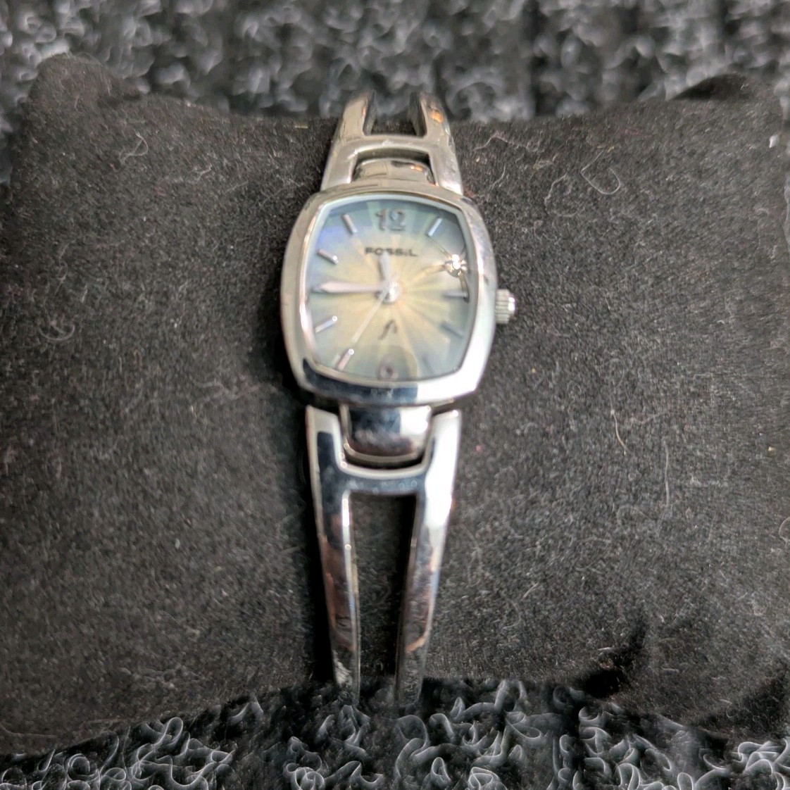 Fossil Women's Rectangular Blue Dial Silver Bangl… - image 1