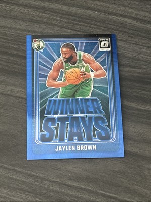 2024-25 Donruss Optic #7 Jaylen Brown Winner Stays Blue Hyper Prizm /175 INSERT