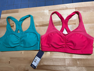 Lot of 2 Roxy Spirit Bra Dry Flight Tech Sports Bras - Teal + Pink